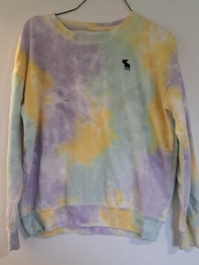 Abercrombie & Fitch Pastel Tie-Dye Crewneck in Lavender, Yellow & Mint